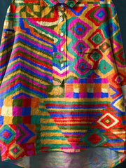 Women's Vintage Ethnic Art Print Casual Cotton And Linen Shirt