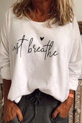 Alphabet Print Crew Neck Long Sleeves Shirts & Tops