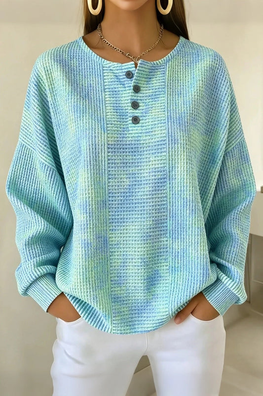 Casual Striped Waffle Sweatshirt