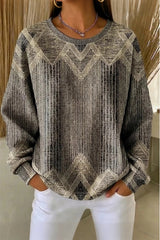 Casual Crew Neck Abstract Sweatshirt Printing