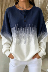 Women Casual Abstract Henley Collar Long Sleeve Sweatshirt