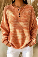 Women Casual Striped Henley Collar Long Sleeve Sweatshirt