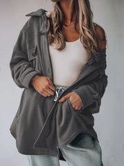 Women's Fashion Long Sleeve Single Breasted Cardigan Woolen Jacket