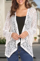 Floral Lace Casual Plain Flared Sleeves Shawl