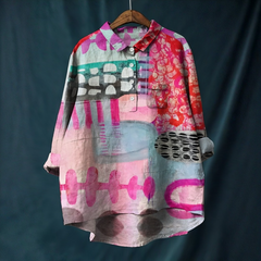 Pink & Gray Abstract Design Shirt