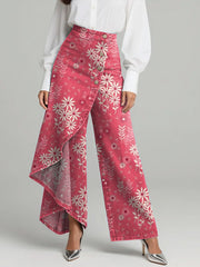 Women's Vintage Flower Patterns Print High-waisted Relaxed Fit Wide-leg Jeans With A Stylish Design