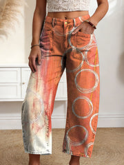 Women's Geometry Color Gradient Art Print Casual Trousers With Pockets