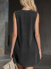 Women's V-neck Sleeveless Casual Loose Denim Dress