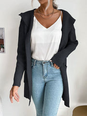 Autumn and Winter Women's Hooded Pit Knitted Sweater Cardigan Jacket