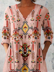Women's Pellis Geometric Pattern V-neck Top