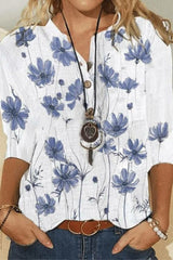 Floral Print Buttons Long Sleeves Blouse