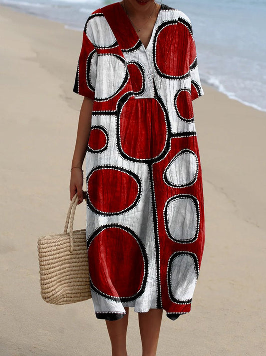 Women's Abstract Geometric Art Print Casual Flowy Dress