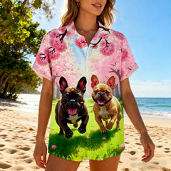 Women's Moisture-wicking Funny Dog Chest Pocket Hawaiian Shirt