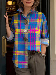 Women's Plaid Print Simple Cotton Shirt