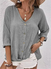 Casual V-neck Pullover Short-sleeved Blouse