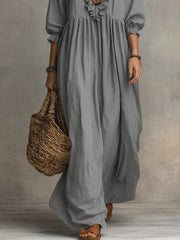 Women's Striped Art Print Casual Stylish Ruffled Vacation Maxi Dress