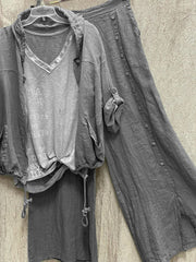 Solid Color Zipper Hooded Long Sleeves Two Piece Suit