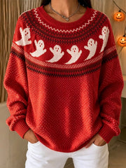 Casual Halloween Crew Neck Long Sleeve Sweatshirt