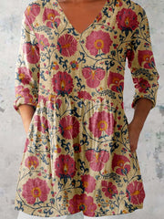 Women's Floral Pattern V-neck Top