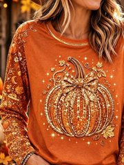 Casual Maple Leaf Crew Neck Long Sleeve T-shirt
