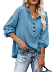 Loose V-neck Long-sleeved Sweatshirt Women's Sports Hooded Jacket
