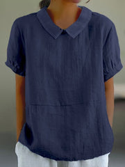 Plain Short Sleeve Round Neck Top