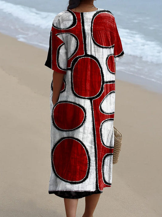 Women's Abstract Geometric  Art Print Casual Flowy Dress