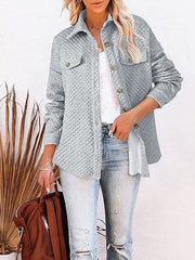 Solid Color Rhomboid Pockets Casual Coat