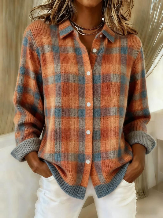 Women's Vintage Print Collared Sweater