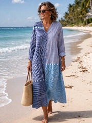 Women's Abstract Polka Dot Stripe Art Print Dress