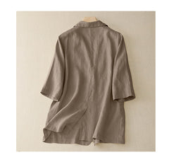 All-match casual button-down cotton linen jacket