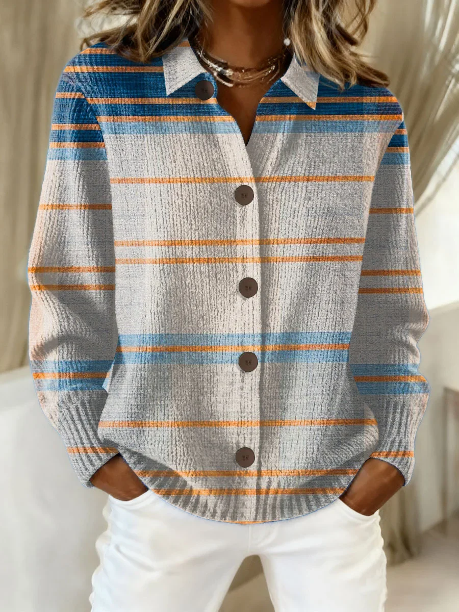 Women's Vintage Print Collared Sweater