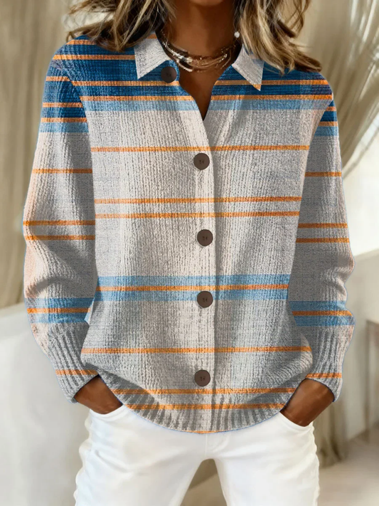 Women's Vintage Print Collared Sweater 1212