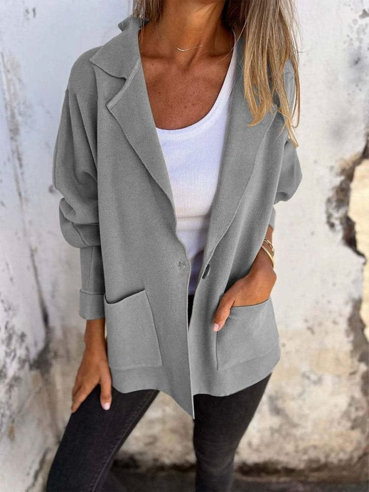 Women's Casual Lapel Neck Jacket With Pockets