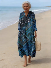 Women's Ocean ethnic style Pattern Art Print Cotton Dress