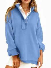 Women's Stand Collar Waffle Knit Sweatshirt