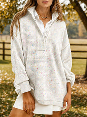 Women's Multi-color Speckled Waffle Sweatshirt