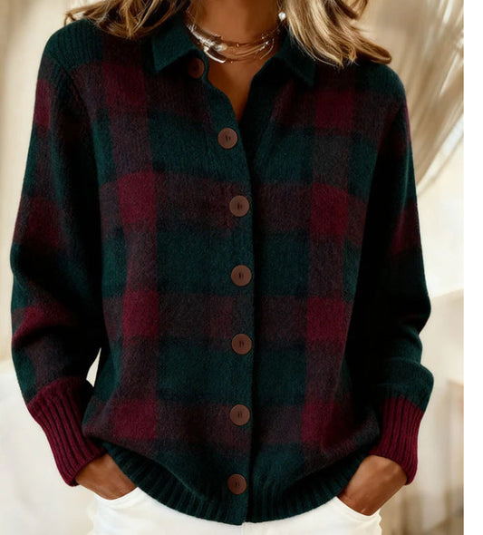 Women's Vintage Print Collared Sweater