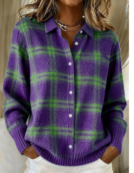 Women's Vintage Print Collared Sweater