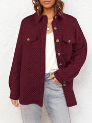 Solid Color Rhomboid Pockets Casual Coat