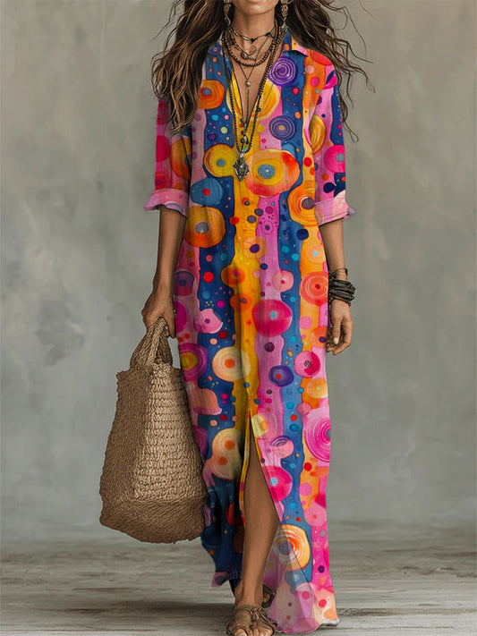 Women's Vintage Pattern-printed Casual Long Dress