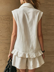 Women's Sleeveless Ruffled Mini Skirt Two-Piece Set