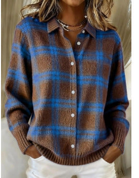 Women's Vintage Print Collared Sweater