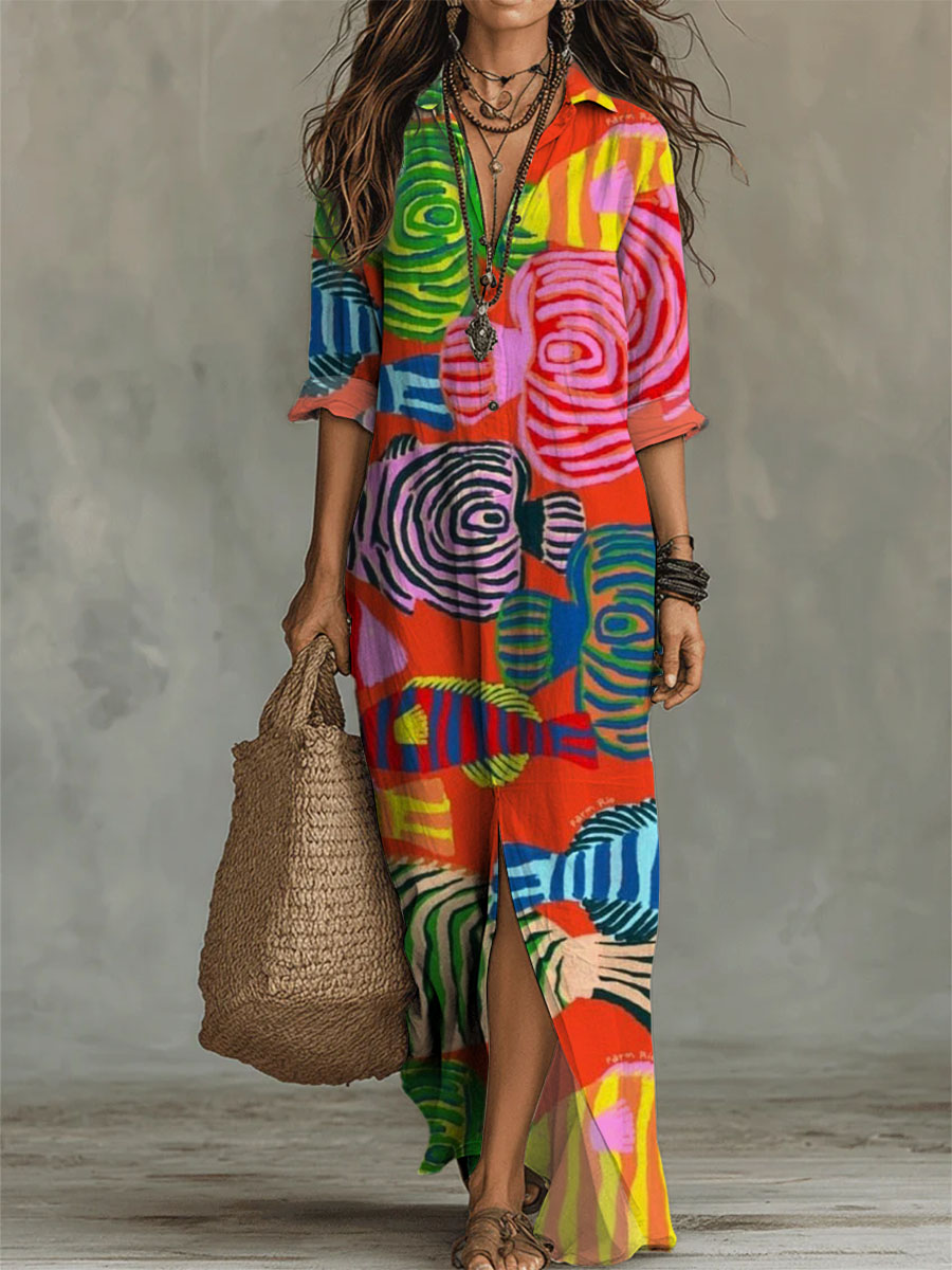 Women's Fish Pattern-printed Casual Long Dress