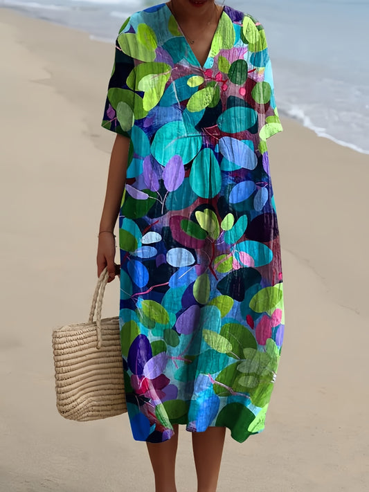 Summer Forest Art Printed Women's Flowy Dress