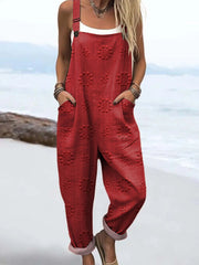 Women's Vintage Floral Pattern Art Print Casual  Wide Leg Jumpsuit