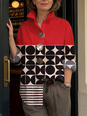 Women's Geometric Print Simple Cotton Shirt