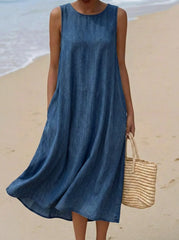 Women's Casual Denim Sleeveless Dress