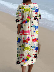 Women's  Dog  Art Print  Casual Dress