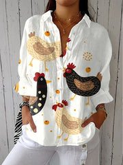 Women's Funny Chick Art Print Casual Cotton Wide Leg Jumpsuit